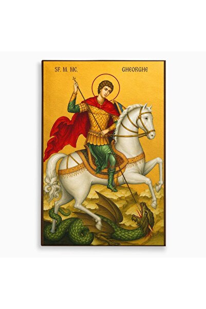 Luxcanva Tablou Canvas Sfantul Gheorghe Si Dragonul 50x70 cm pe Sasiu Lemn Re...