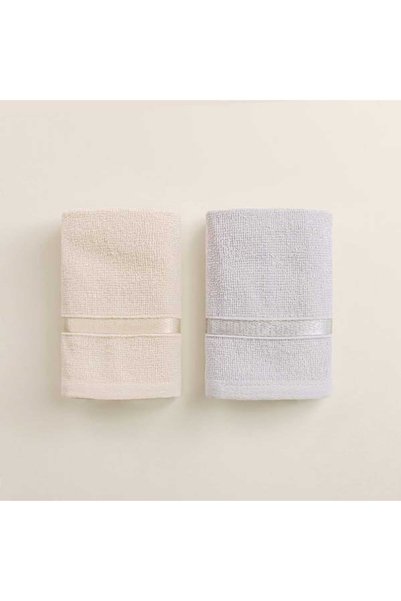 Evidea Soft Nova 6'lı Havlu Seti - Krem / Gri - 30x30 cm
