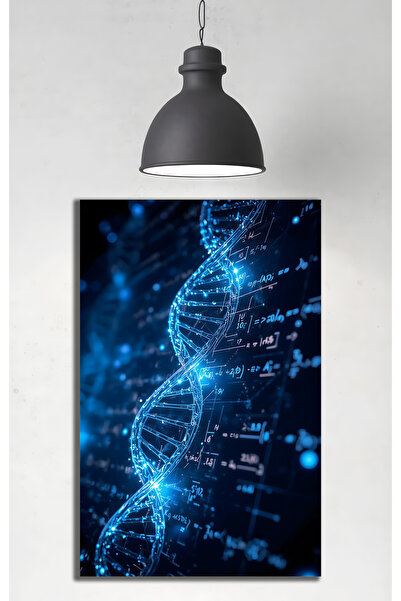 Evnora Home Decor DNA Cam Tablo – Mavi Işıklarla Aydınlatılmış DNA Sarmalı ve...