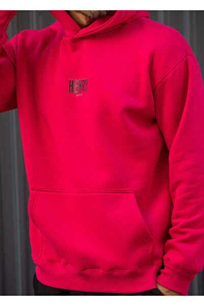 HENRY CLOTHING Ανδρικό φούτερ με κουκούλα Henry Clothing-3-766-φούξια-εντυπωσ...