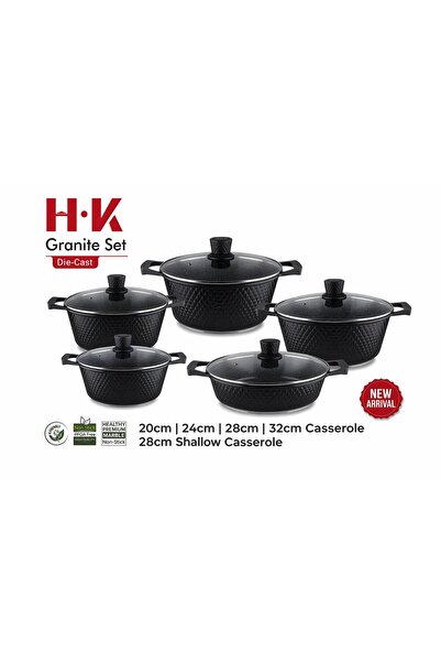 SAHABA 10 Die Piece Cast Granite Cookware Set | Non-Stick Scratch Resistant |...