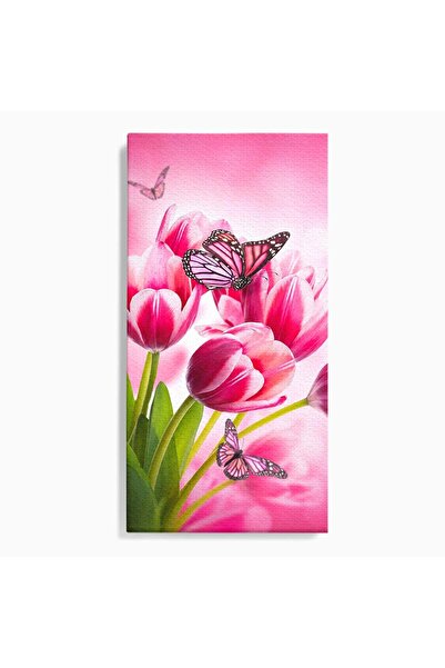 Luxcanva Tablou Canvas Lalele Si Fluturi 60x120 cm pe Sasiu Lemn Lalele Flutu...