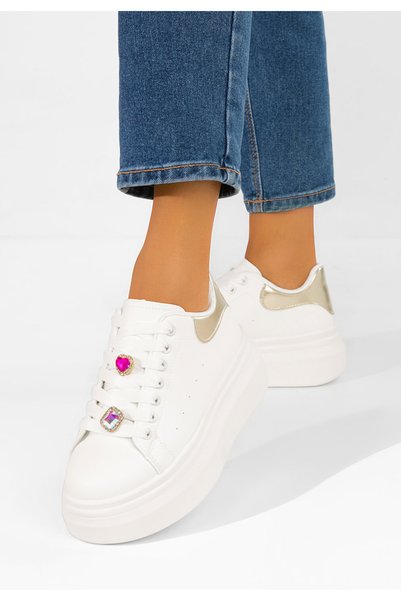 B T Shoes Ντελάινα V3 λευκά αθλητικά παπούτσια πλατφόρμας