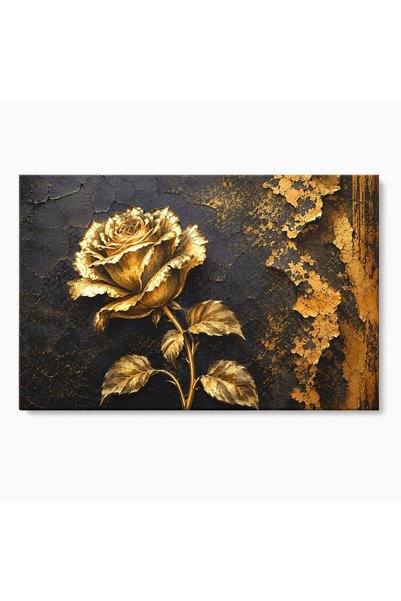 Luxcanva Tablou Canvas Trandafir Auriu 60x40 cm pe Sasiu Lemn Trandafir Floar...
