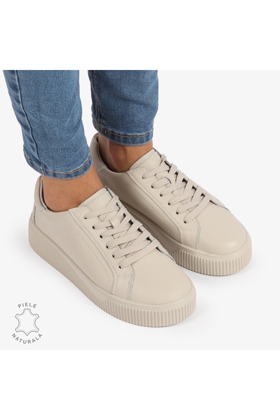 trendamoda Pantofi Casual de dama din Piele Naturala 1222 Bej