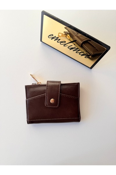 emelimin Women's Brown Leather Luxury Design Mini Wallet and Card Holder with...