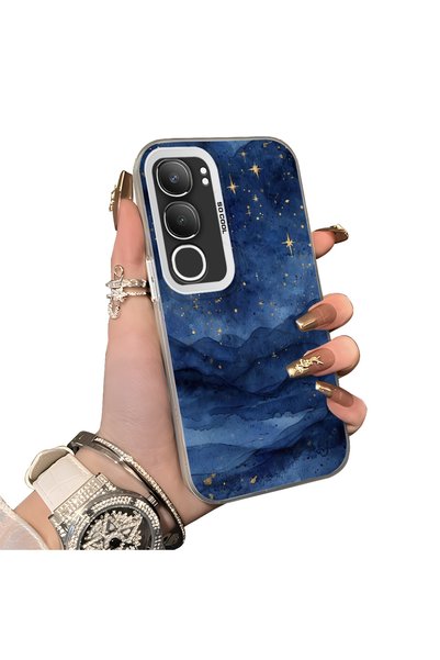 ucuc Vivo Y19S 4G/Y19S Pro Compatible Navy Blue Watercolor Mountain-Star Art ...