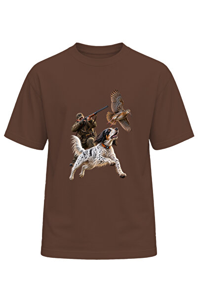 WİDİ Collection Unisex Hunter Dog and Whelp Printed Crew Neck Short Sleeve T-...