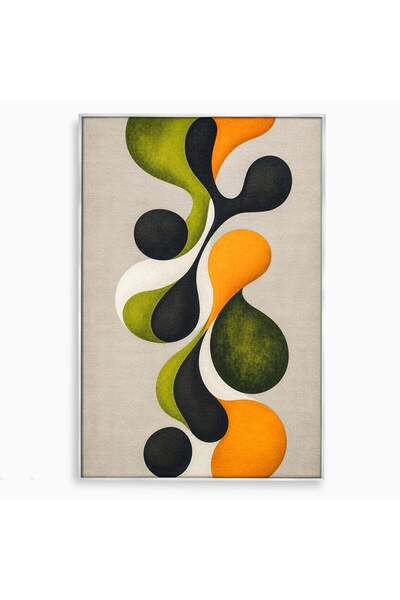 Luxcanva Tablou Canvas Forme Abstracte Organice 80x120 cm cu Rama Argintiu Ab...