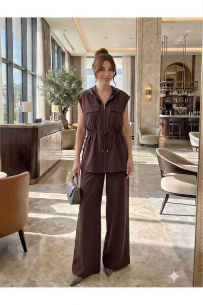 newmisal Women's Comfortable Cut-Out Tunnel-Style Vest and Pants Set with Fro...