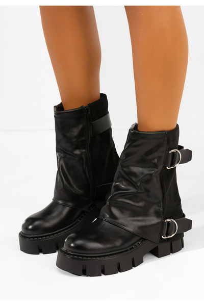 B T Shoes Дамски високи ботуши Оляна черни