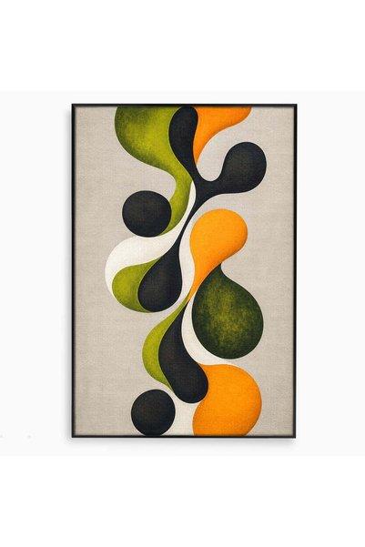 Luxcanva Tablou Canvas Forme Abstracte Organice 40x60 cm cu Rama Negru Abstra...