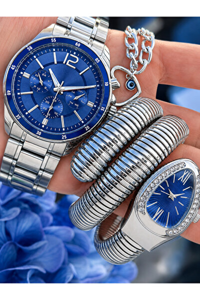 Bonicce Steel Band, Lover's Pair Wristwatches, Stylish Separate Gift Boxes wi...