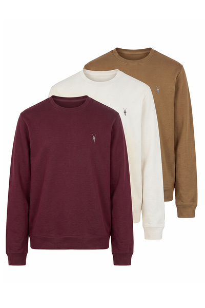MAXIMILLIAN Erkek 3 Lü Paket Pamuklu Basic Bisiklet Yaka Uzun Kollu Sweatshir...