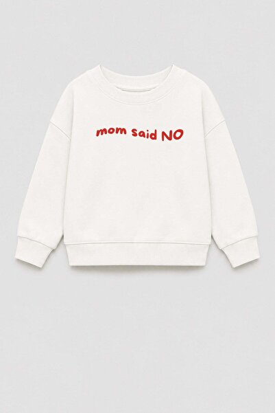 Monila Unisex Çocuk 3 İplik Kumaş Slogan Baskılı Pamuklu Sweatshirt