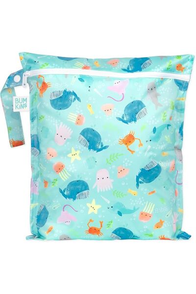Bumkins Waterproof Wet Bag, Washable, Reusable for Travel, Beach, Pool, Strol...