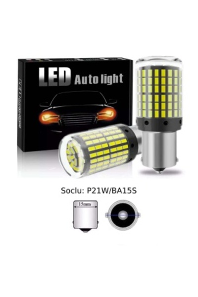 Tucrim Set de 2 lumini LED de marșarier P 21 W BA 15 S 144 SMD, 6000 K Alb Rece – Iluminare puternică pentru marșarier