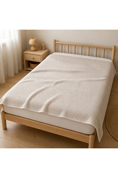 Bebek ve Çocuk Yatağı Pikesi - Naturel - 100x140 cm - Organik Pamuk - Seacell - Smartcel - Anti Bakteriyel - Hassas Cilt