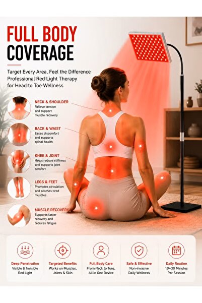 zeetwo LED Red Light Therapy Lamp, 660nm 850nm Infrared, Adjustable Stand, 225 LEDs