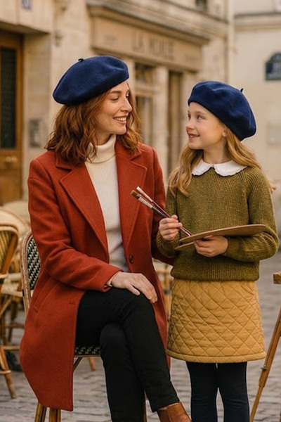 Ritagarcia Mother-Daughter Combination 2-Piece French Painter Beret - Stylish...