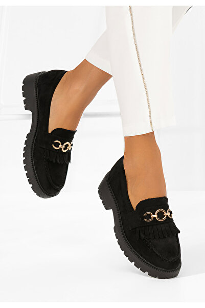 B T Shoes Дамски мокасини с дебели подметки Лорея, черни