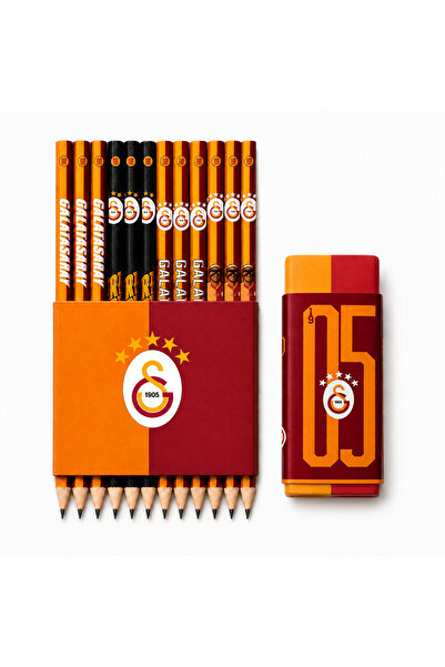 Galatasaray Lisanslı 1905 Kırtasiye Seti 12’li HB Kurşun Kalem ve Silgi