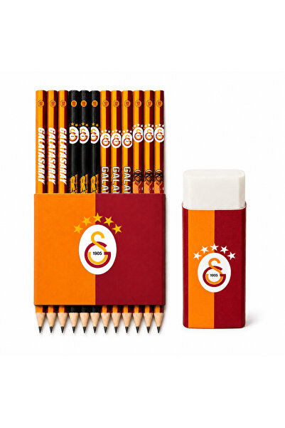 Galatasaray Lisanslı Kırtasiye Seti 12’li HB Kurşun Kalem ve Silgi