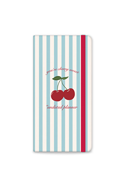 Monotier 9x18 cm Süresiz Haftalık Planlayıcı Kareli Cep Ajanda Kiraz