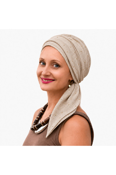 JIVA HEADWEAR Turban LINO din bumbac și bambus bej