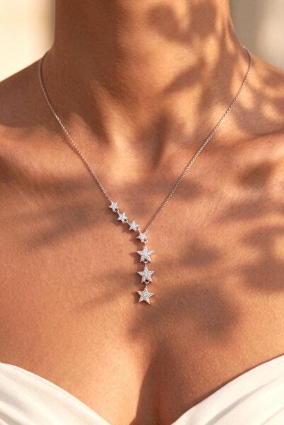 Elika Silver Zircon Stone Milky Way Model Star Necklace
