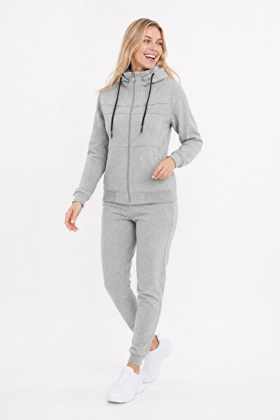 FORE SPORT Set cu glugă pentru femei, cu fermoar, din 3 fire, cu broderie