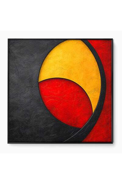 Luxcanva Tablou Canvas Cercuri Abstracte 50x50 cm cu Rama Negru Abstract Cerc...