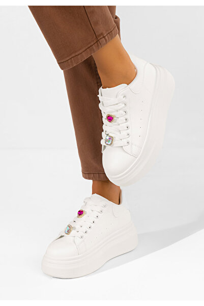B T Shoes Sneakers cu platformă Delaina albi