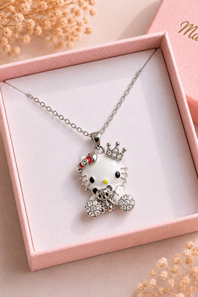 Mansura Hello Kitty Kolye Sevimli Kedi Figürlü Kadın Kolyesi Hediyelik