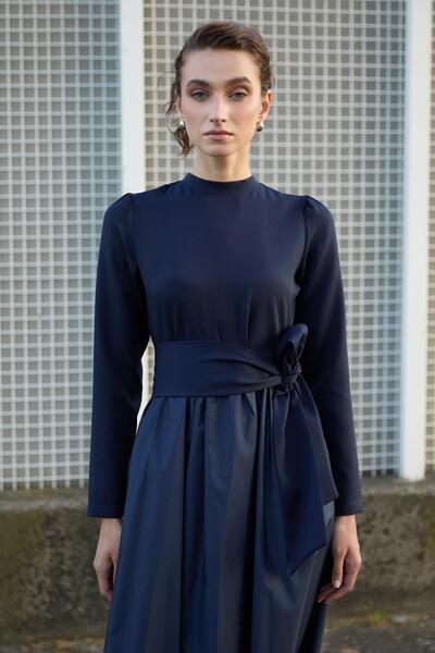inspiration Robben Navy Blue Mobile Belted Dress