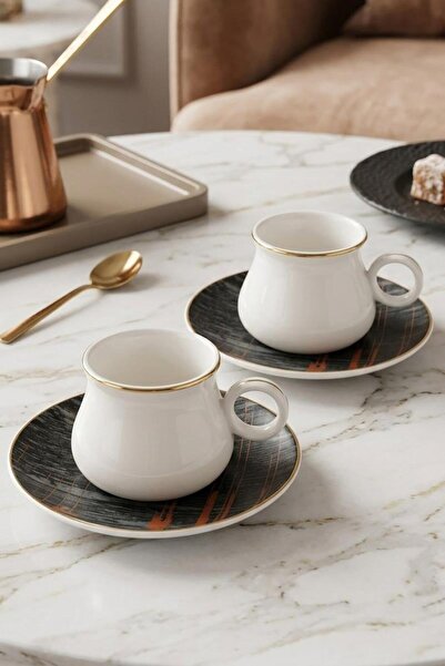 ALBETTO 2-Person Gold Gilded Porcelain Turkish Coffee Cup G2690