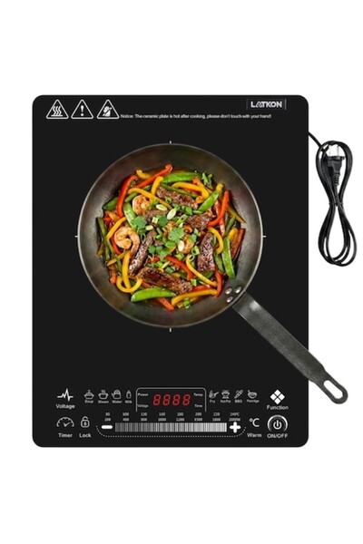 LATKON Plită cu inducție IP2000Nova, 2000W, 8 Programe, Control tactil, Siste...