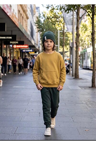 Çocuk Sweatshirt, Eşofman Altı Ve Bere Takımı / 3'lü Takım/ Eşofman Takımı/ %100 Pamuk