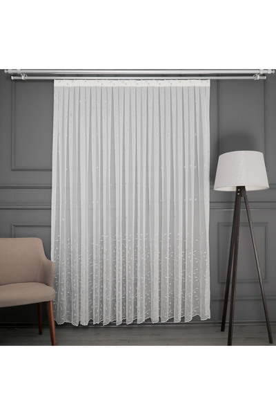 Premier Home Grek Pentamat 17157 Brode Special Size Tulle Curtain 240X260 Wit...