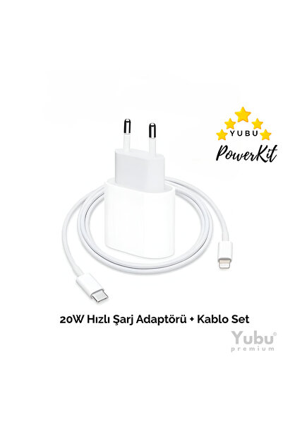 yubu iPhone Tüm Serilerle Uyumlu 20W Hızlı Şarj Aleti Seti Adaptör Kablo 14 P...