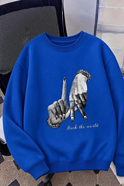 Oksit Hanorac unisex oversize cu imprimeu pe spate LA „Rock The World” cu dou...