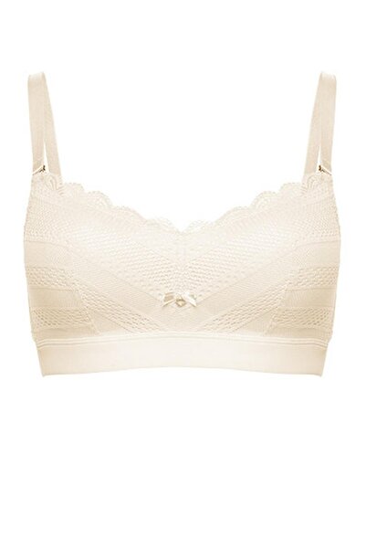 Agio Sutien bralette cu burete fara sarma, Agio, Poliamida/Elastan, Bej, Mari...