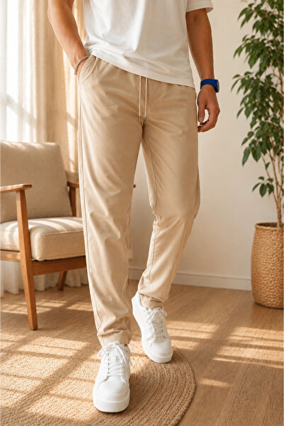 Edwox Men's Jogger Pants Beige Cd254
