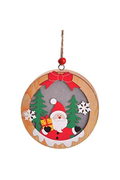Beline Lampă decorativă de Crăciun, Moș Crăciun, din lemn rotund, LED cu lumi...