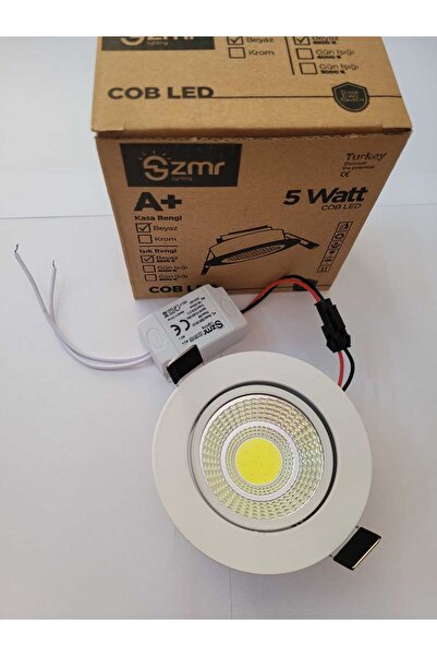 ZMR 5 Watt Beyaz Kasa Beyaz Işık Trafolu Cob Led Spot 10 Adet