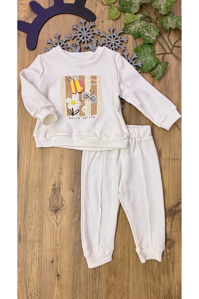 CemBebe Baby Girl Butterfly Patterned Seasonal Combed Cotton Long Sleeve Set