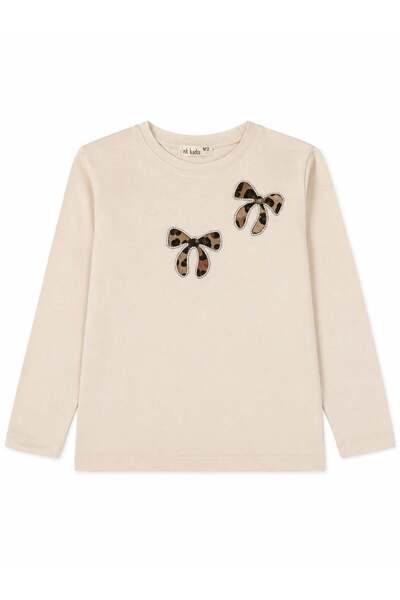 nk kids Nk Baby Girl Leopard Bow Detailed Long Sleeve Badi T-Shirt 1-4 Years ...