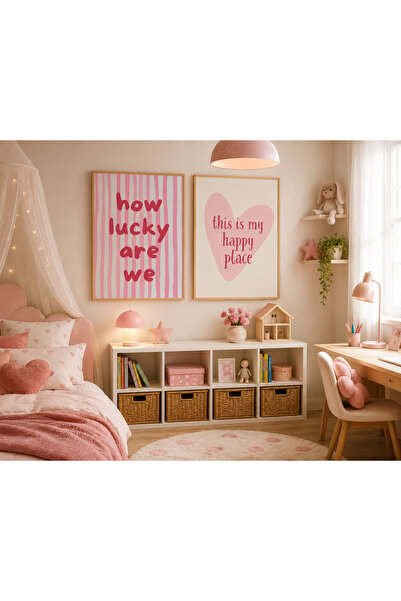 Kosinüs Reklam Kız Çocuk Odası Dekoratif Poster Seti – How Lucky Are We & Thi...