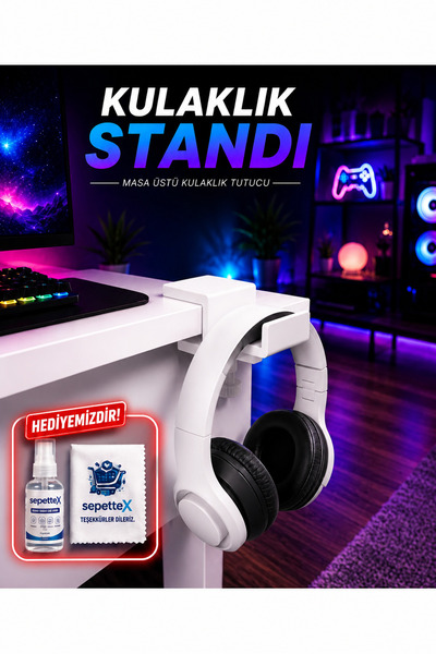 SepetteX Masa Üstü Kulaklık Standı | Ayarlanabilir Vida Sistemli Masa Kenarı ...