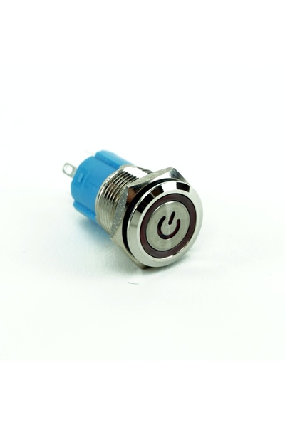 OEM Power button with LED 16 mm, non-latching, 220 V Color: Blue